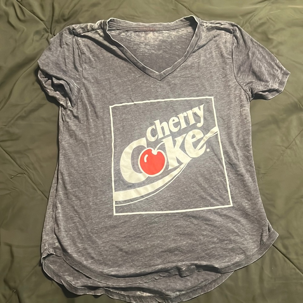 Gently worn Cherry Coke gray shirt Medium